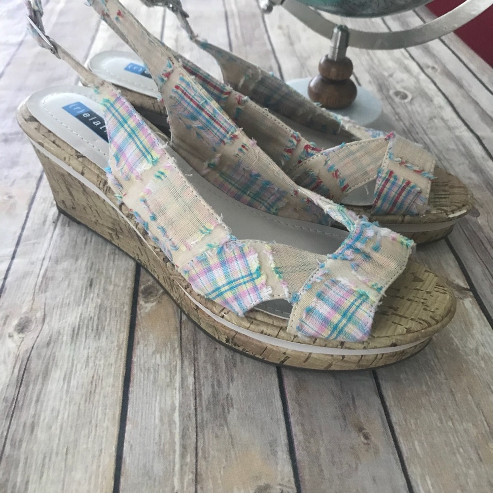 Relativity Patchwork Slingback Wedge Sandals